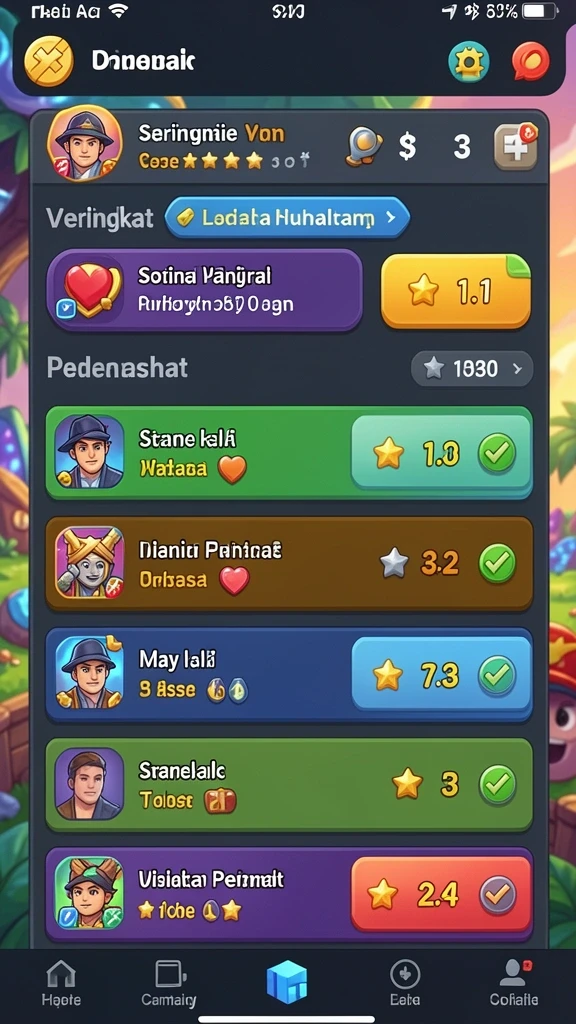 Halaman leaderboard untuk melihat peringkat pemain.