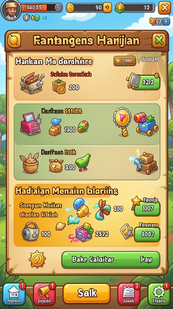 Tangkapan layar fitur kustomisasi yang menarik.